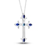 Thumbnail Image 3 of Natural Blue Sapphire Cross Pendant Necklace 1/10 ct tw Diamonds 14K White Gold