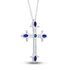 Thumbnail Image 4 of Natural Blue Sapphire Cross Pendant Necklace 1/10 ct tw Diamonds 14K White Gold
