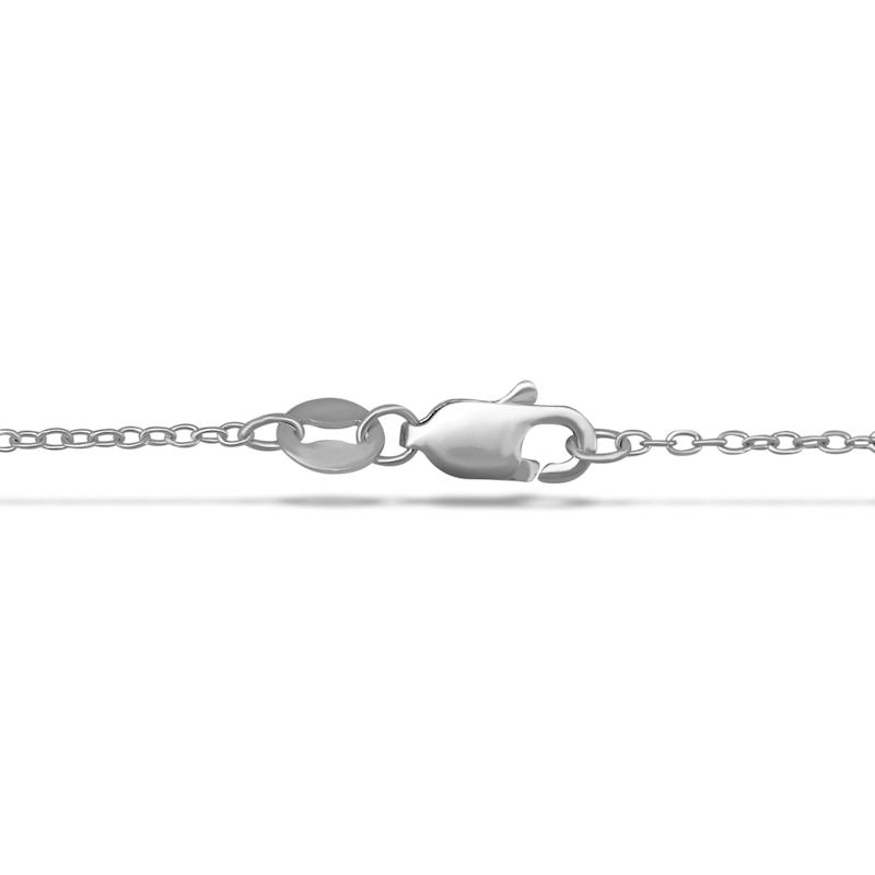 Main Image 5 of Natural Blue Sapphire Cross Pendant Necklace 1/10 ct tw Diamonds 14K White Gold