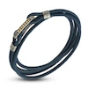 Thumbnail Image 0 of Marco Dal Maso Men's Woven Blue Leather Multi Wrap Bracelet Natural Yellow Sapphire Sterling Silver 8"