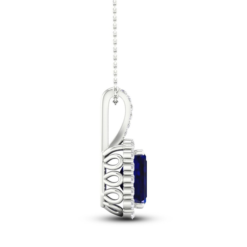 Main Image 3 of Blue & White Lab-Created Sapphire Necklace 10K White Gold 18&quot;