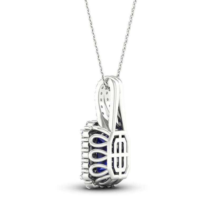 Main Image 4 of Blue & White Lab-Created Sapphire Necklace 10K White Gold 18&quot;
