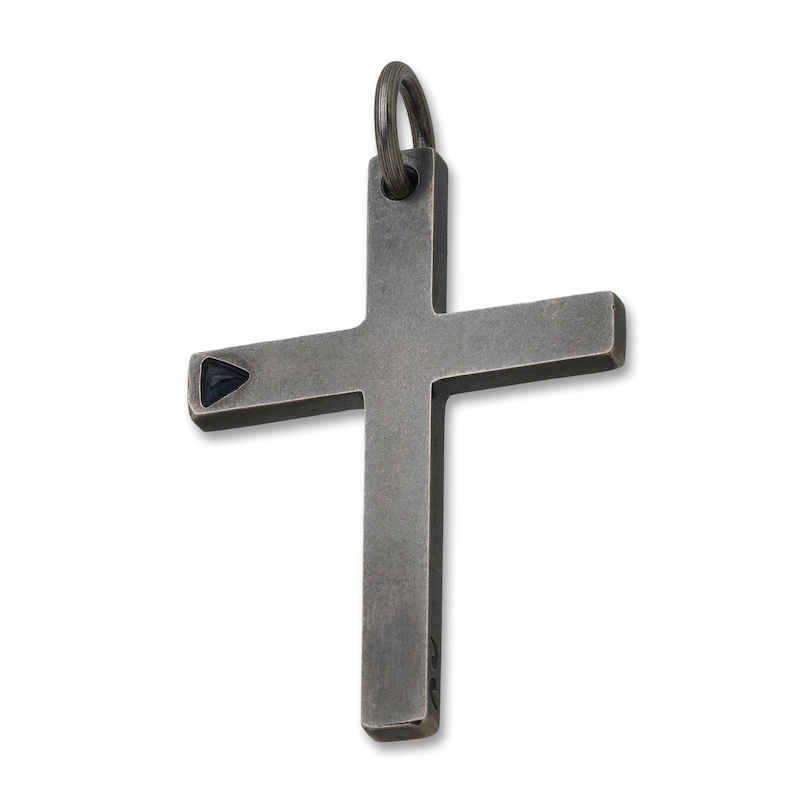 Marco Dal Maso Natural Blue Sapphire Cross Charm Sterling Silver