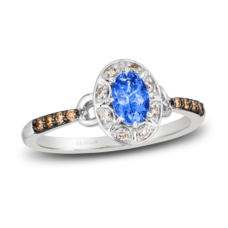Main Image 1 of Le Vian Natural Sapphire Ring 1/8 ct tw Diamonds 14K Vanilla Gold