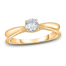 Diamond Solitaire Concave Engagement Ring 1/2 ct tw Round 14K Yellow Gold (I2/I)