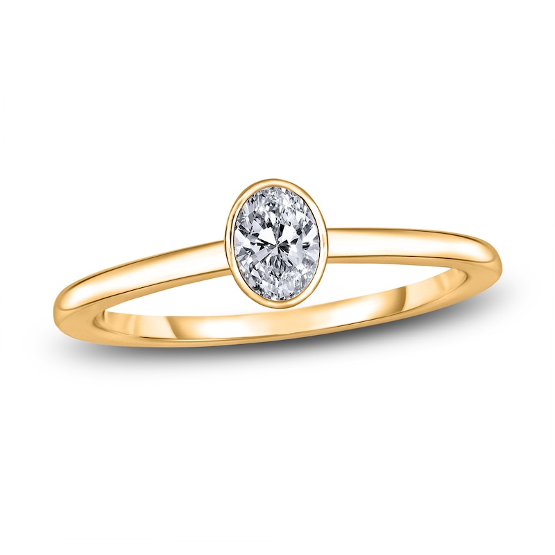 Main Image 1 of Diamond Solitaire Engagement Ring 1/2 ct tw Bezel-Set Oval 14K Yellow Gold (I2/I)