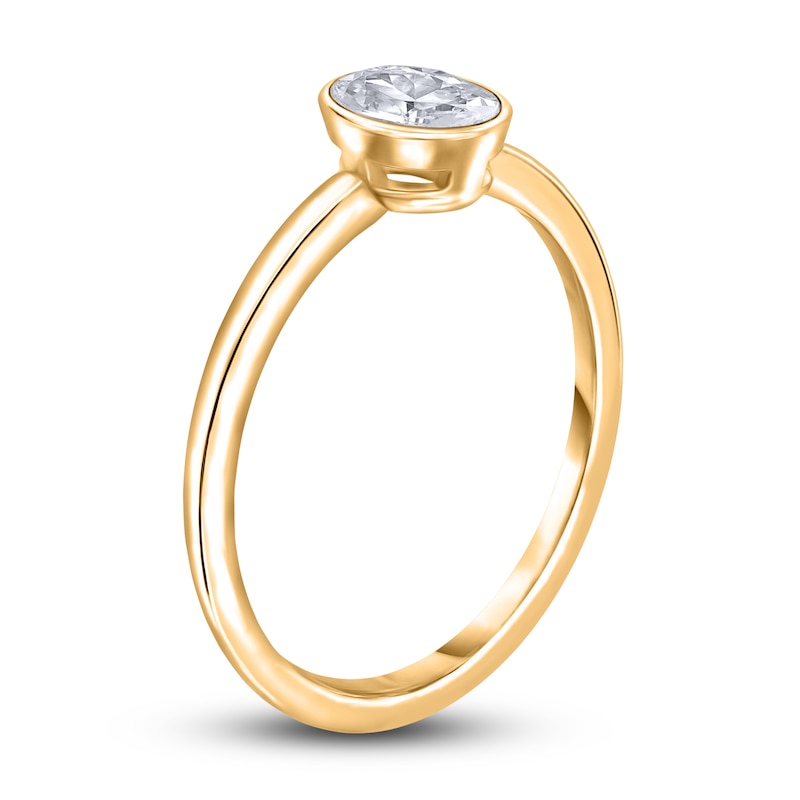 Main Image 2 of Diamond Solitaire Engagement Ring 1/2 ct tw Bezel-Set Oval 14K Yellow Gold (I2/I)