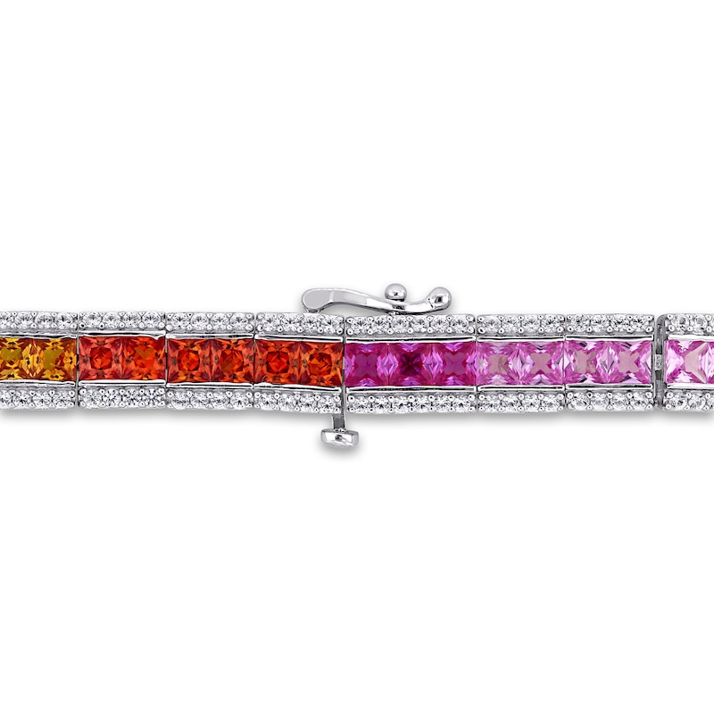 Main Image 2 of Multi-Color Lab-Created Sapphire Tennis Bracelet Sterling Silver