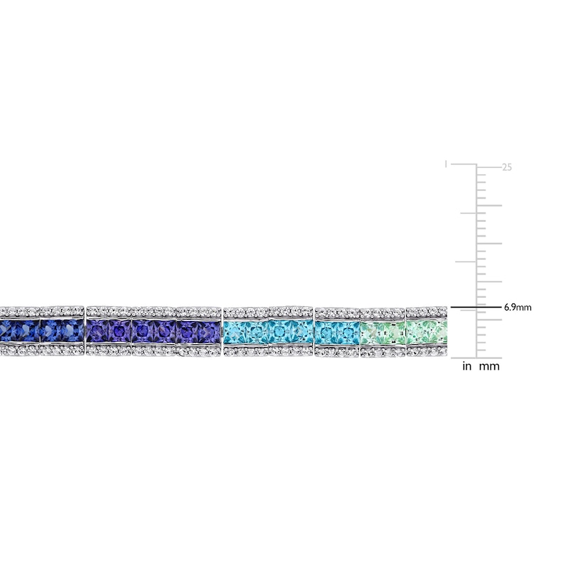 Main Image 3 of Multi-Color Lab-Created Sapphire Tennis Bracelet Sterling Silver