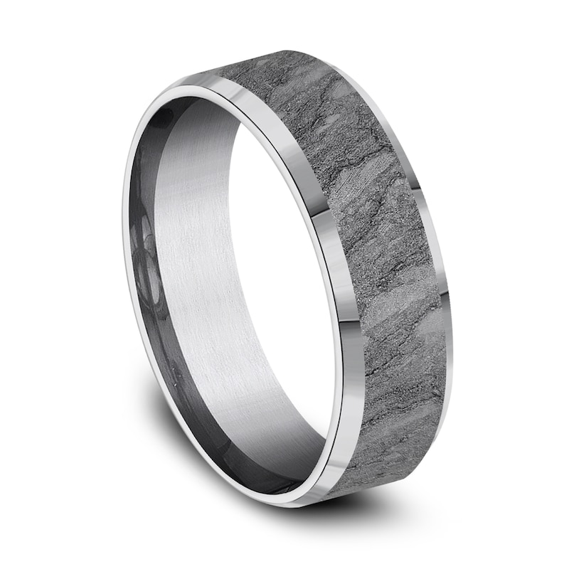 Rock Wedding Band Grey Tantalum 7.0mm