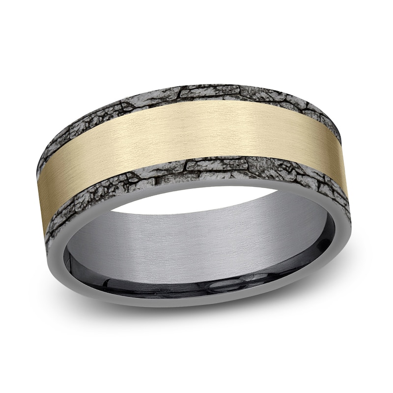 Main Image 1 of Rock Wedding Band 14K Yellow Gold/Gray Tantalum 8.0mm