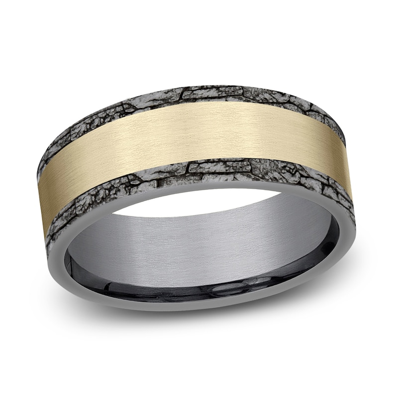 Rock Wedding Band 14K Yellow Gold/Gray Tantalum 8.0mm