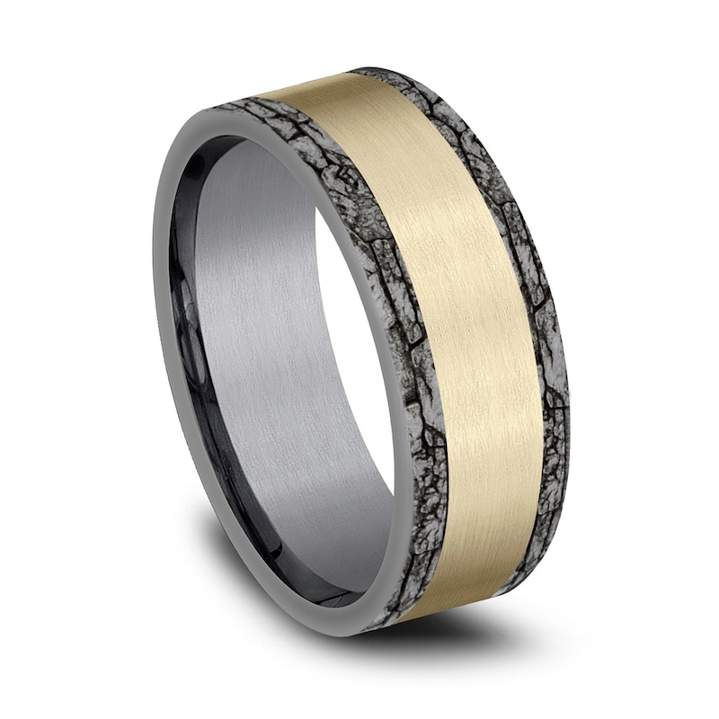 Rock Wedding Band 14K Yellow Gold/Gray Tantalum 8.0mm