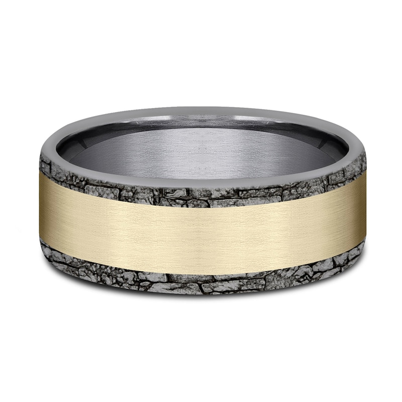 Main Image 3 of Rock Wedding Band 14K Yellow Gold/Gray Tantalum 8.0mm