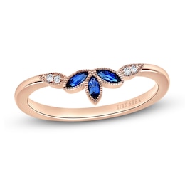 Kirk Kara Natural Blue Sapphire Anniversary Band Diamond Accents 14K Rose Gold