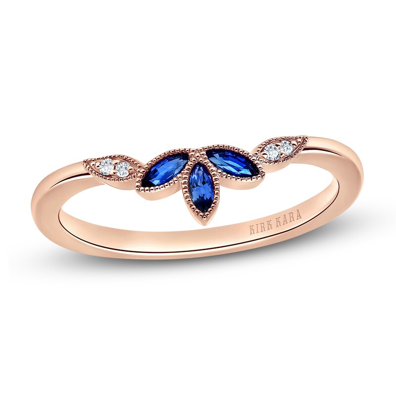 Main Image 1 of Kirk Kara Natural Blue Sapphire Anniversary Band Diamond Accents 14K Rose Gold