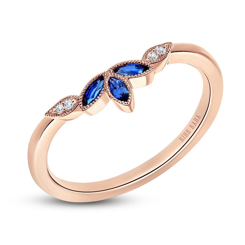 Main Image 2 of Kirk Kara Natural Blue Sapphire Anniversary Band Diamond Accents 14K Rose Gold