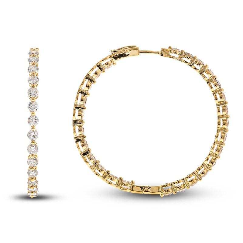 Diamond Hoop Earrings 4-1/4 ct tw Round 14K Yellow Gold