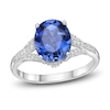 Thumbnail Image 1 of Ceylon Lab-Created Sapphire Ring 1/6 ct tw Round 10K White Gold