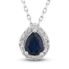 Thumbnail Image 1 of Natural Blue Sapphire Pendant Necklace 1/5 ct tw Diamonds 14K White Gold