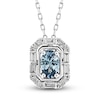 Thumbnail Image 1 of Montana Blue Natural Sapphire Pendant Necklace 1/8 ct tw Diamonds 10K White Gold