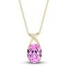 Thumbnail Image 2 of Pink Lab-Created Sapphire Ring, Earring & Necklace Set 1/5 ct tw Diamonds 10K Yellow Gold