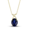 Thumbnail Image 2 of Blue Lab-Created Sapphire Ring, Earring & Necklace Set 1/5 ct tw Diamonds 10K Yellow Gold