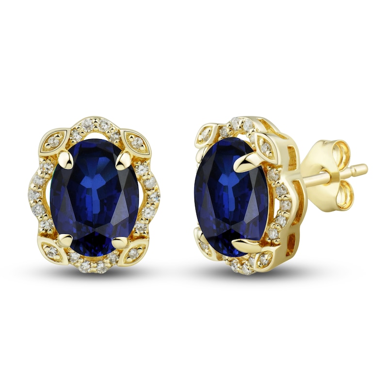 Blue Lab-Created Sapphire Ring, Earring & Necklace Set 1/3 ct tw ...