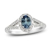 Thumbnail Image 0 of Montana Blue Oval-Cut Natural Sapphire Ring 1/4 ct tw Round Diamonds 10K White Gold