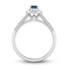 Thumbnail Image 1 of Montana Blue Oval-Cut Natural Sapphire Ring 1/4 ct tw Round Diamonds 10K White Gold