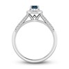 Thumbnail Image 2 of Montana Blue Oval-Cut Natural Sapphire Ring 1/4 ct tw Round Diamonds 10K White Gold