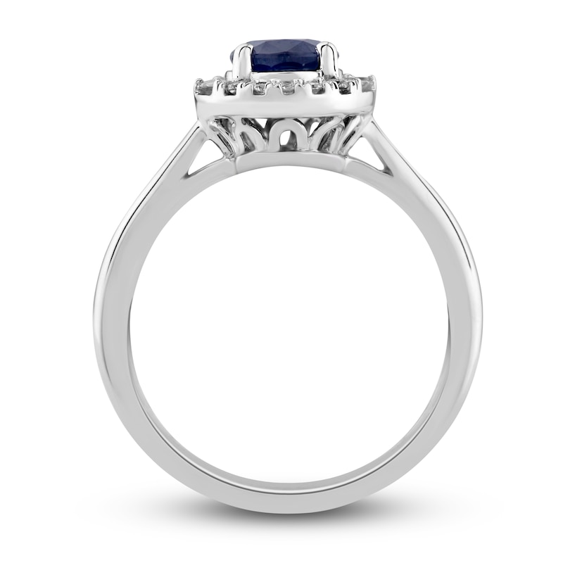 Main Image 2 of Natural Blue Sapphire Ring 1/5 ct tw Diamonds 14K White Gold