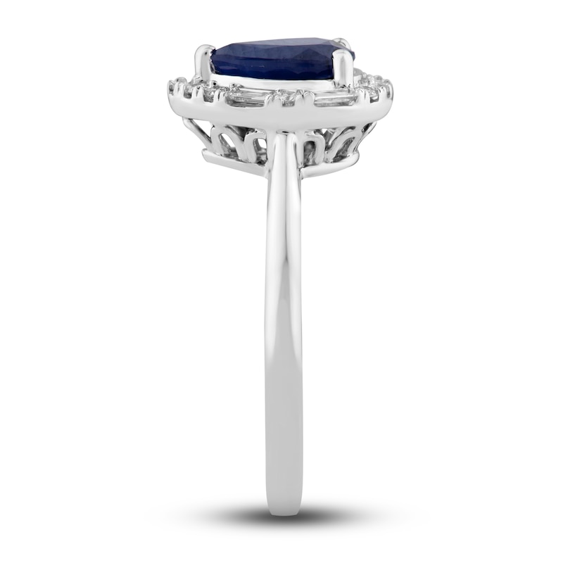 Main Image 3 of Natural Blue Sapphire Ring 1/5 ct tw Diamonds 14K White Gold