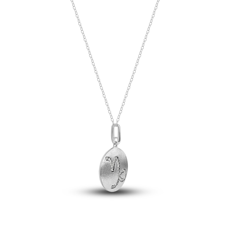 Main Image 2 of Diamond Capricorn Zodiac Pendant Necklace 1/10 ct tw Round 14K White Gold