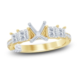 Pnina Tornai Lab-Grown Diamond Engagement Ring Setting 1-3/8 ct tw Princess/Round 14K Yellow Gold