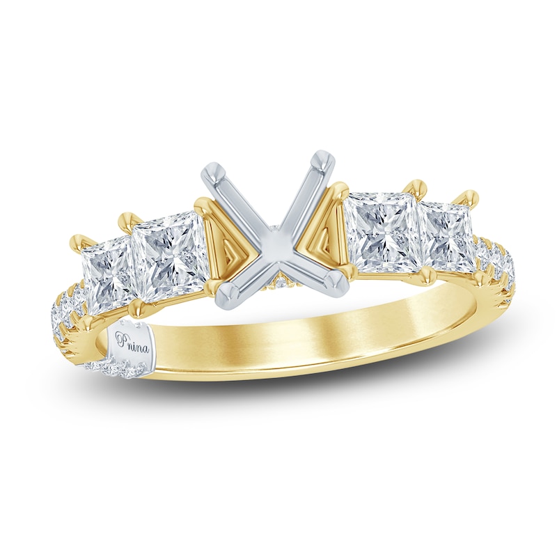 Main Image 1 of Pnina Tornai Lab-Grown Diamond Engagement Ring Setting 1-3/8 ct tw Princess/Round 14K Yellow Gold