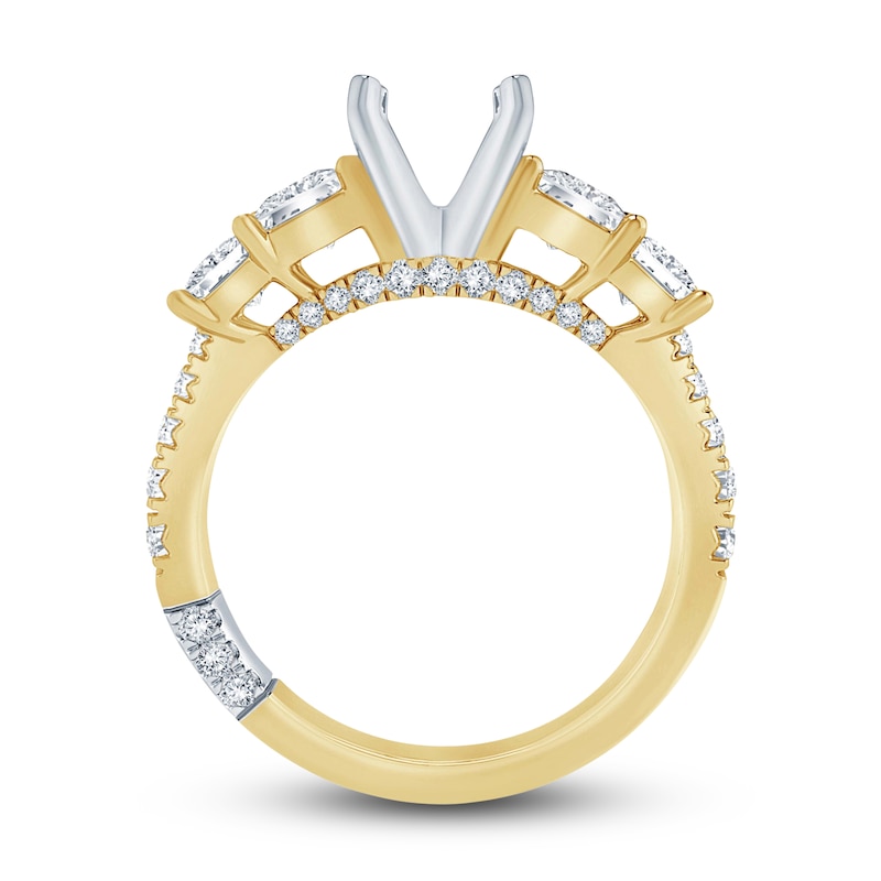 Pnina Tornai Lab-Created Diamond Engagement Ring Setting 1-3/8 ct tw Princess/Round 14K Yellow Gold