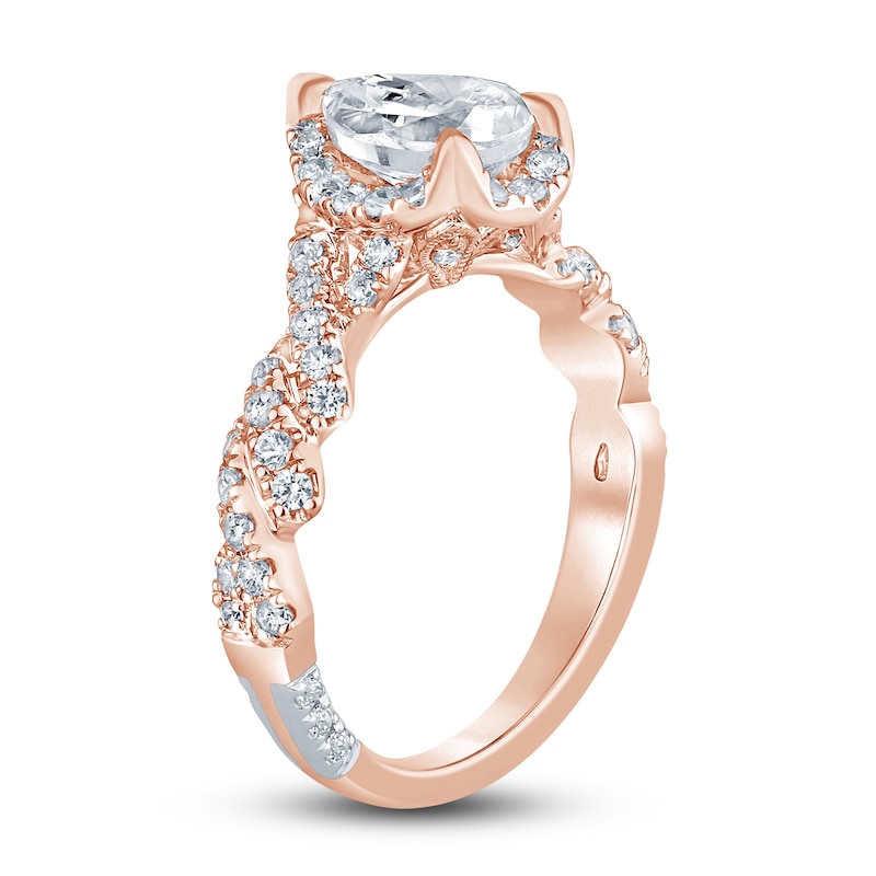 Pnina Tornai Lab-Created Diamond Engagement Ring 2-1/5 ct tw Pear/Round 14K Rose Gold