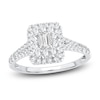 Thumbnail Image 1 of Diamond Double Halo Engagement Ring 1 ct tw Emerald/Round 14K White Gold