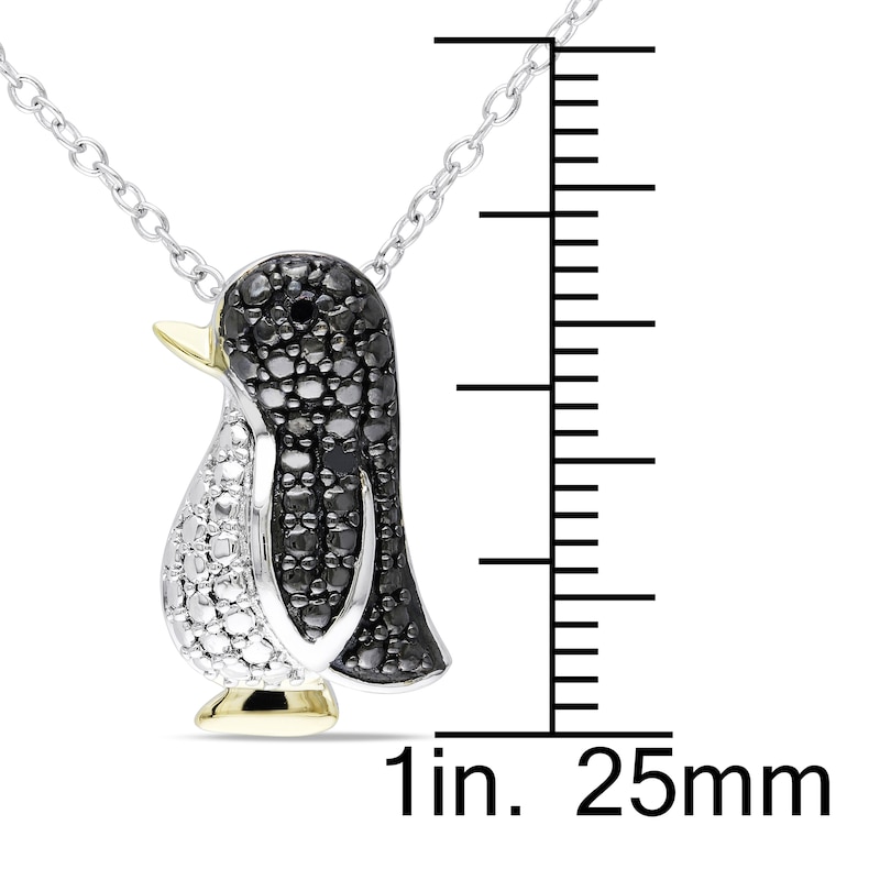Main Image 3 of Black Diamond Penguin Necklace Diamond Accents Sterling Silver 18"