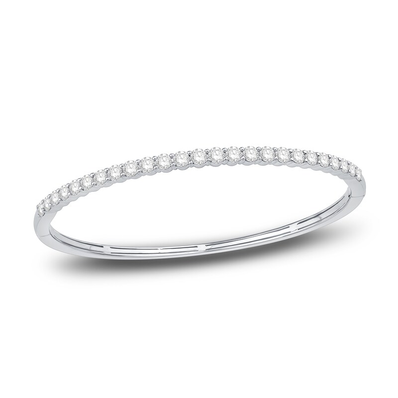 Main Image 1 of Diamond Bangle Bracelet 3 ct tw Round 14K White Gold