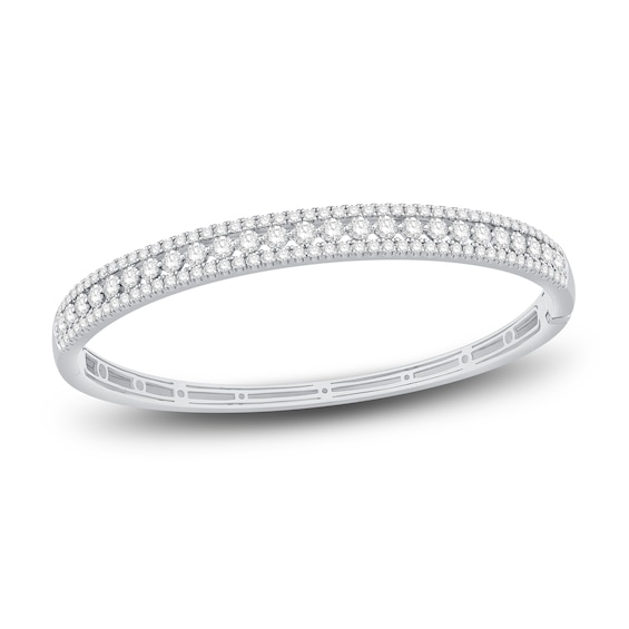 Diamond Bangle Bracelet 4 ct tw Round 14K White Gold