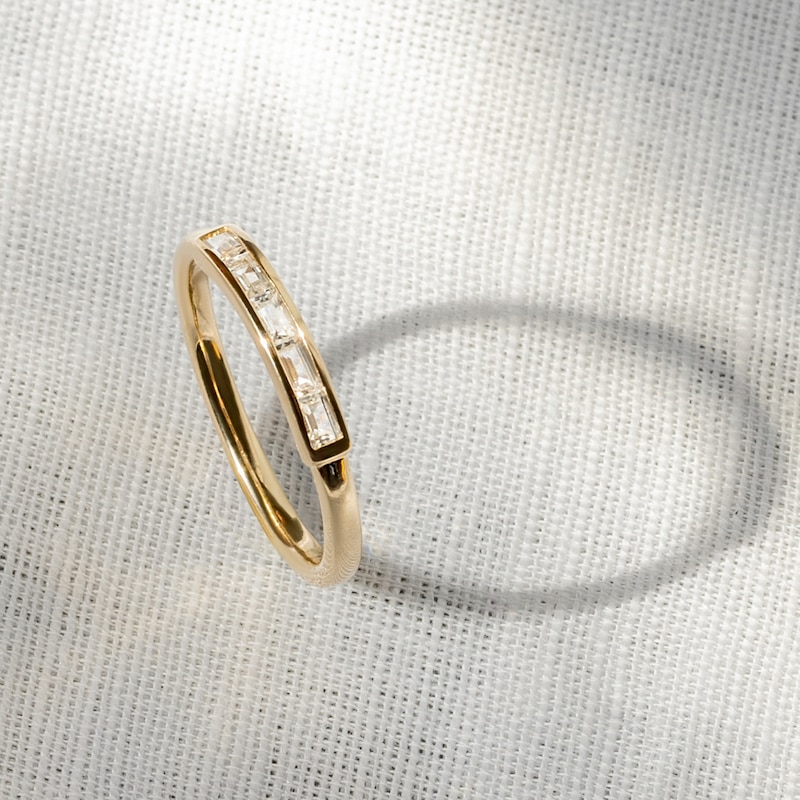 Main Image 4 of Juliette Maison Natural Rhodolite Garnet Baguette Bar Ring 10K White Gold
