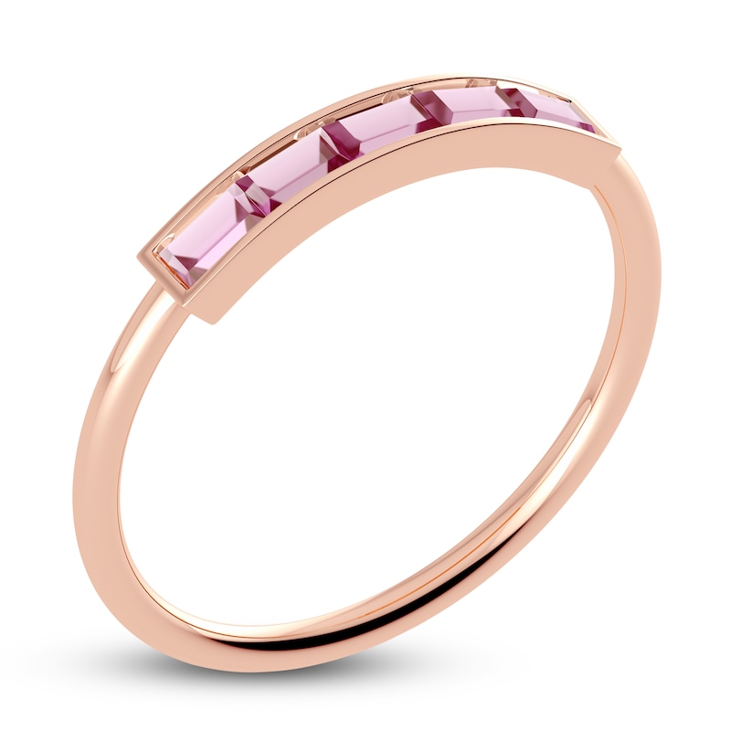 Main Image 2 of Juliette Maison Natural Pink Tourmaline Baguette Bar Ring 10K Rose Gold