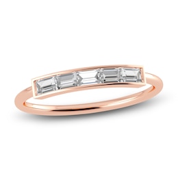 Juliette Maison Natural White Sapphire Baguette Bar Ring 10K Rose Gold