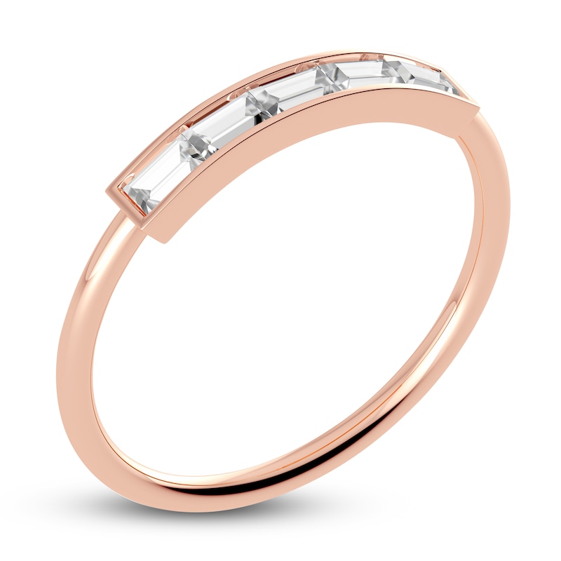 Main Image 2 of Juliette Maison Natural White Sapphire Baguette Bar Ring 10K Rose Gold
