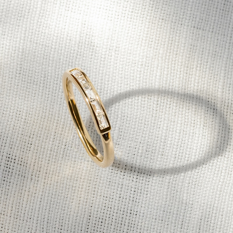 Main Image 4 of Juliette Maison Natural White Sapphire Baguette Bar Ring 10K Rose Gold