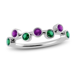 Juliette Maison Natural Emerald & Natural Amethyst Ring 10K White Gold