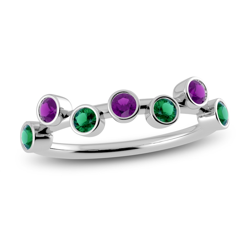 Main Image 1 of Juliette Maison Natural Emerald & Natural Amethyst Ring 10K White Gold