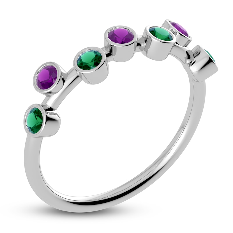 Main Image 2 of Juliette Maison Natural Emerald & Natural Amethyst Ring 10K White Gold